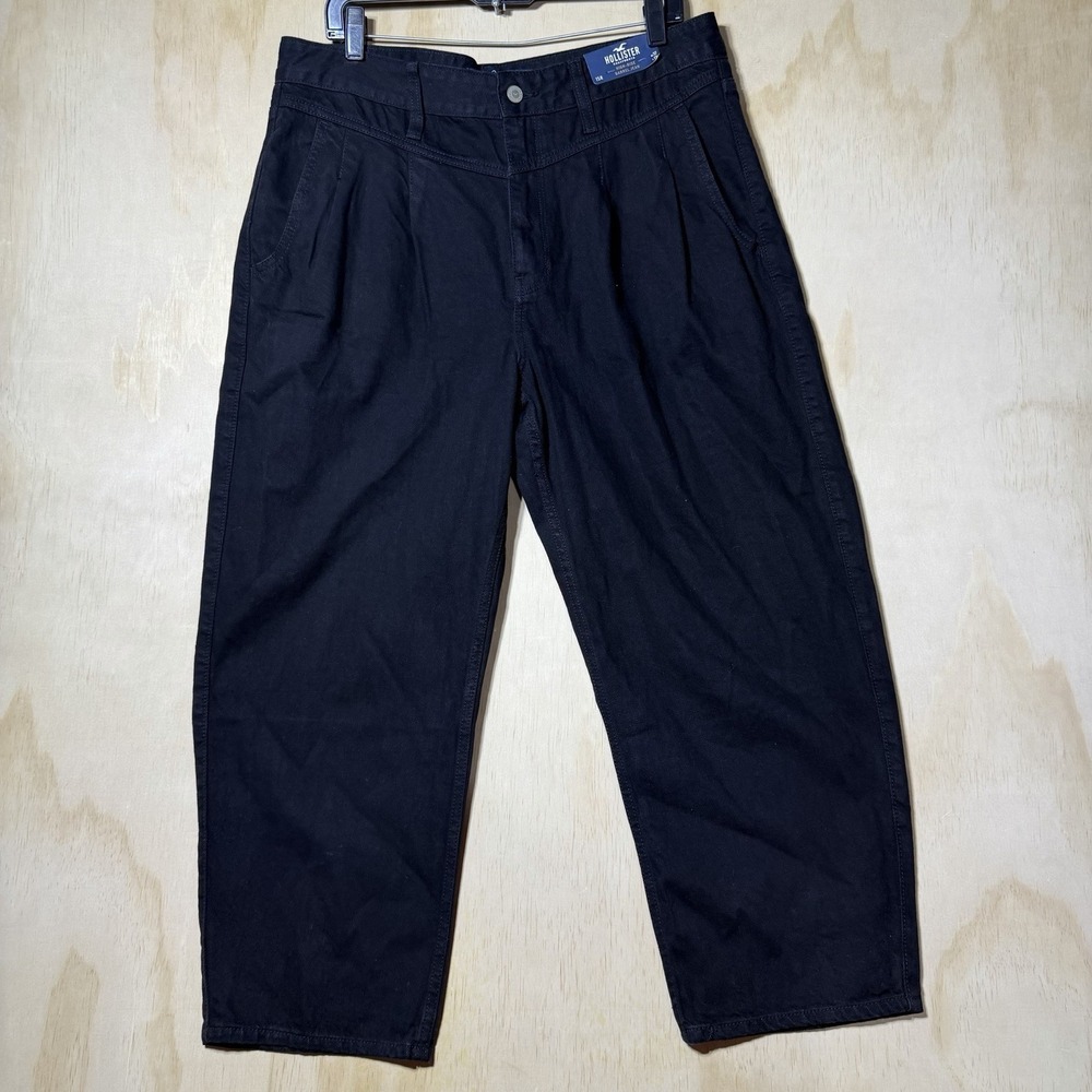Hollister High Rise Barrel Jeans Women 15R W32 L25 Black Cropped Mom Jean